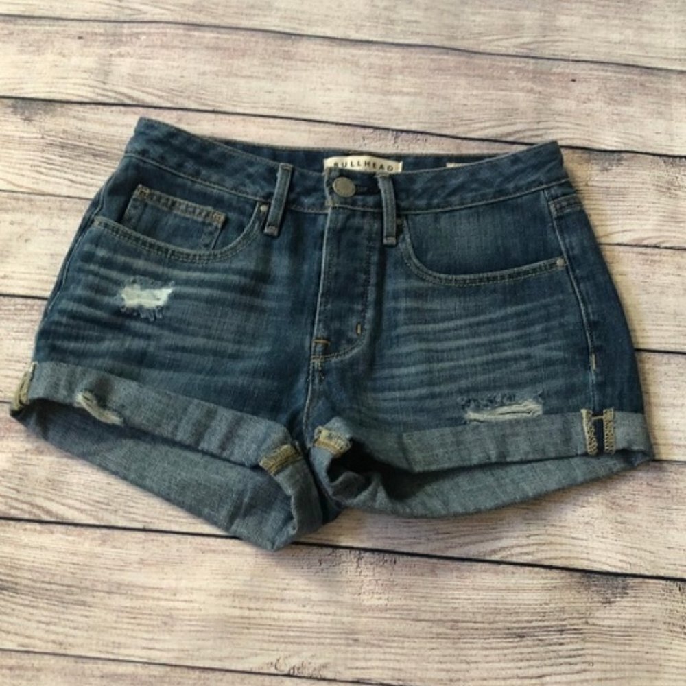 Bullhead Girlfriend Distressed Denim Shorts